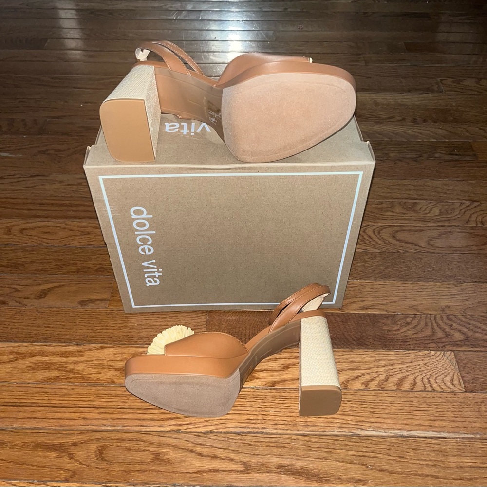 Dolce Vita Paulos Platform Sandals Saddle Stella Tan Women’s 10 Floral Accent - Picture 9 of 11